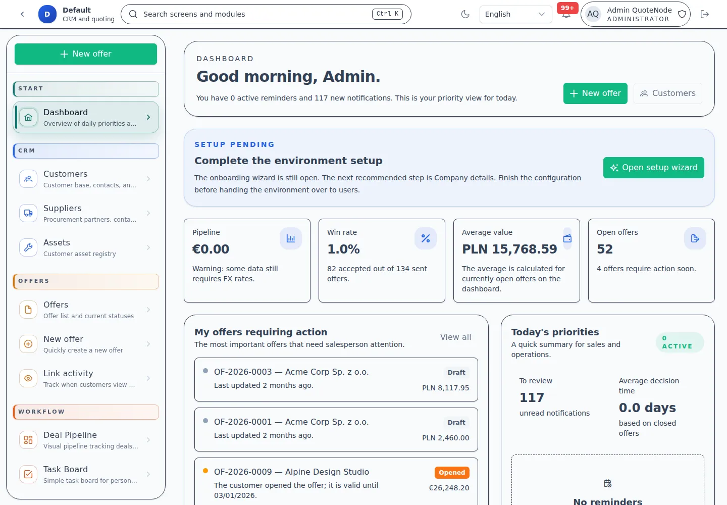 QuoteNode Dashboard